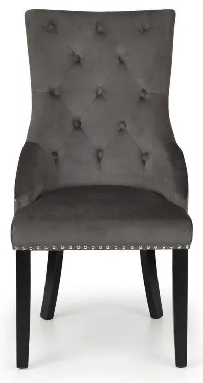 2x Knockerback Dining Chairs - Grey, Velvet image