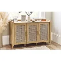 3-Door Sideboard with Built-in Shelving - Oak, MDF