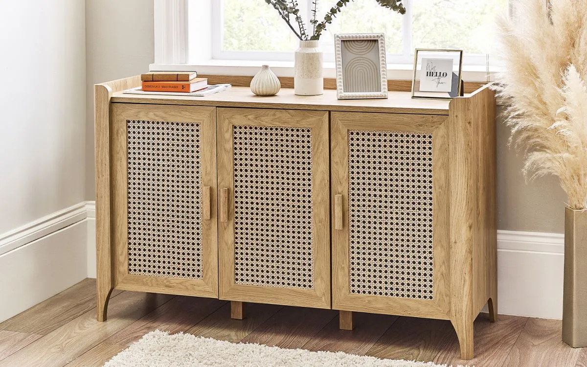 3-Door Sideboard with Built-in Shelving - Oak, MDF