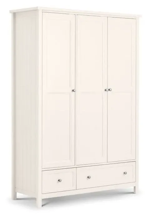 3-Door Wardrobe with Drawers - White, MDF