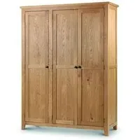 3-Door Wardrobe with Shelving - Waxed Oak