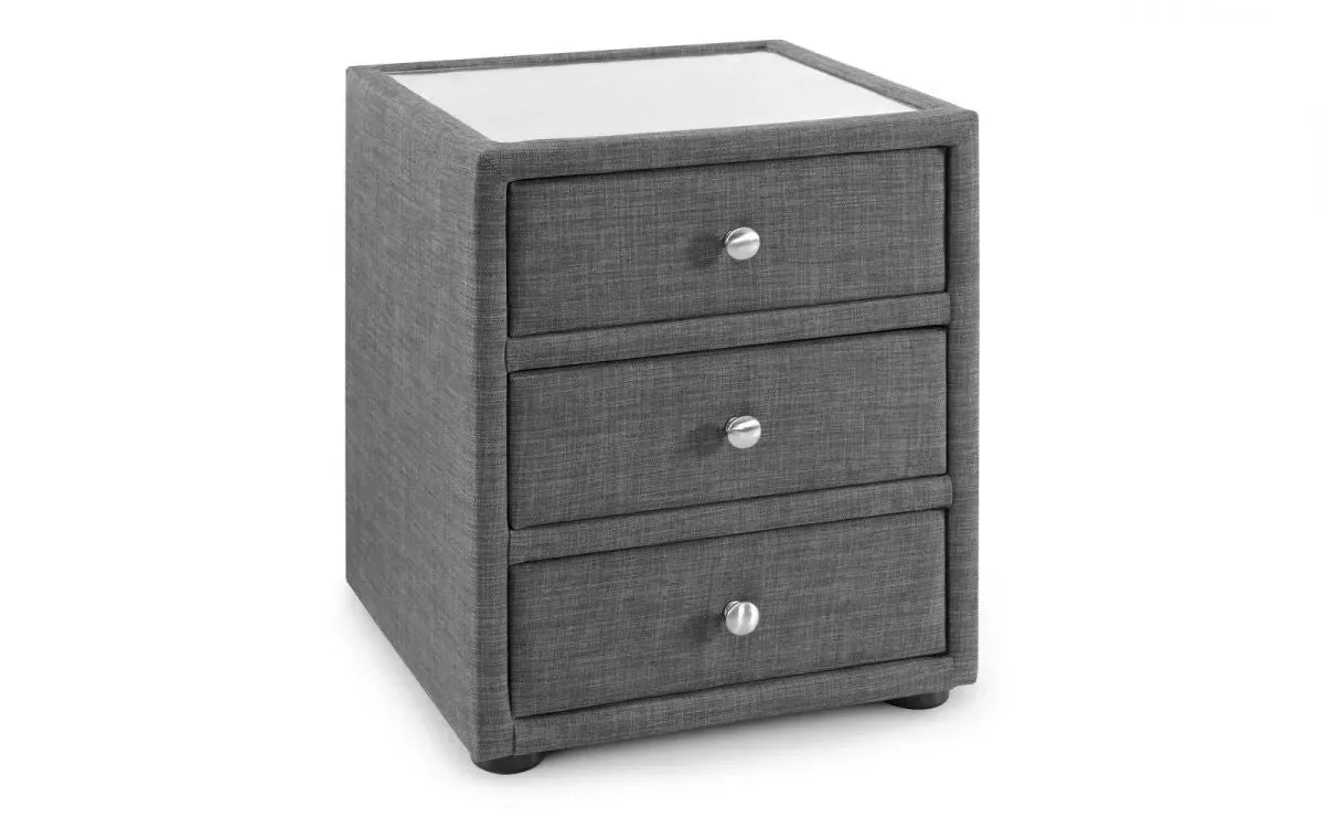 3-Drawer Bedside Cabinet - Grey, Linen image