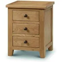 3-Drawer Bedside Cabinet - Oak, Solid Wood
