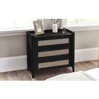 3-Drawer Chest with Curved Edges - Black, Ash
