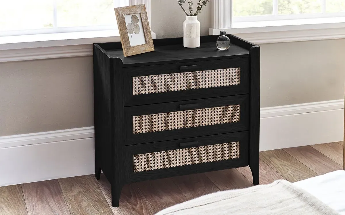 3-Drawer Chest with Curved Edges - Black, Ash image
