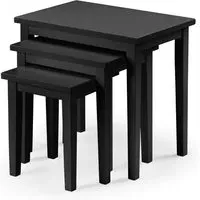 3-Piece Nest of Tables - Black, Rubberwood
