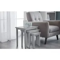 3-Piece Nest of Tables - Grey, Rubberwood