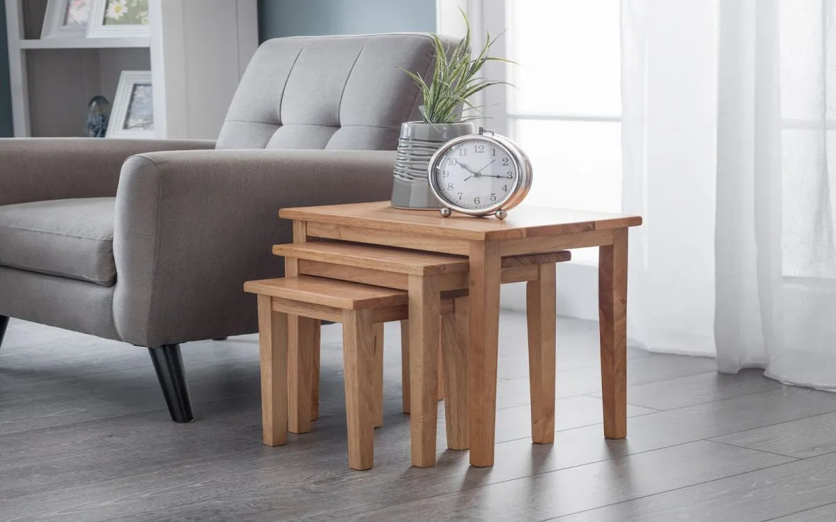 3-Piece Nest of Tables - Light Oak, Rubberwood image