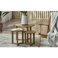 3-Piece Nest of Tables - Natural, Solid Oak