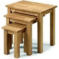 3-Piece Nest of Tables - Oak, Solid Wood