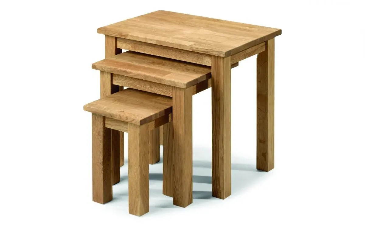 3-Piece Nest of Tables - Oak, Solid Wood image