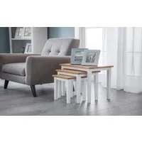 3-Piece Nest of Tables - White, Rubberwood