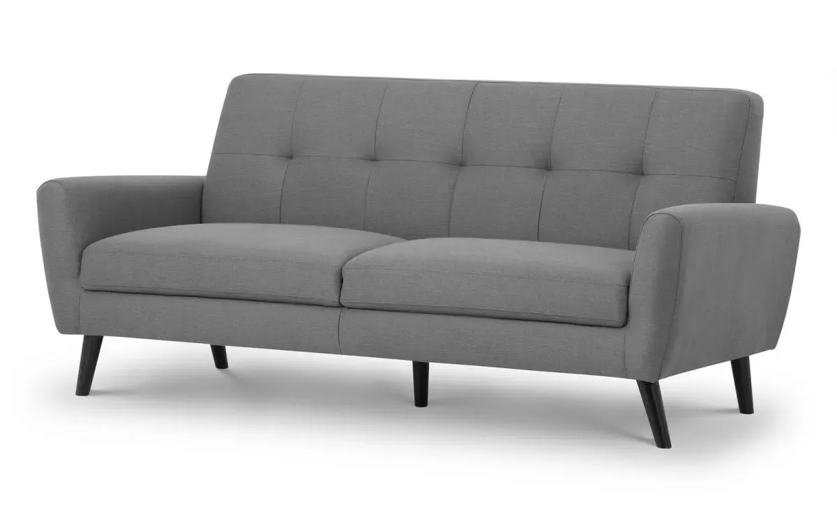 3-Seater Sofa Compact Retro - Grey, Fabric