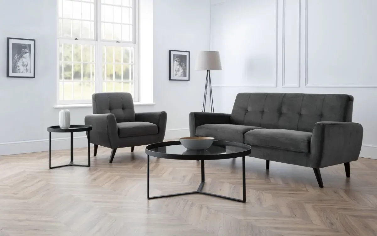 3-Seater Sofa with Deep Seat - Dark Grey, Velvet image