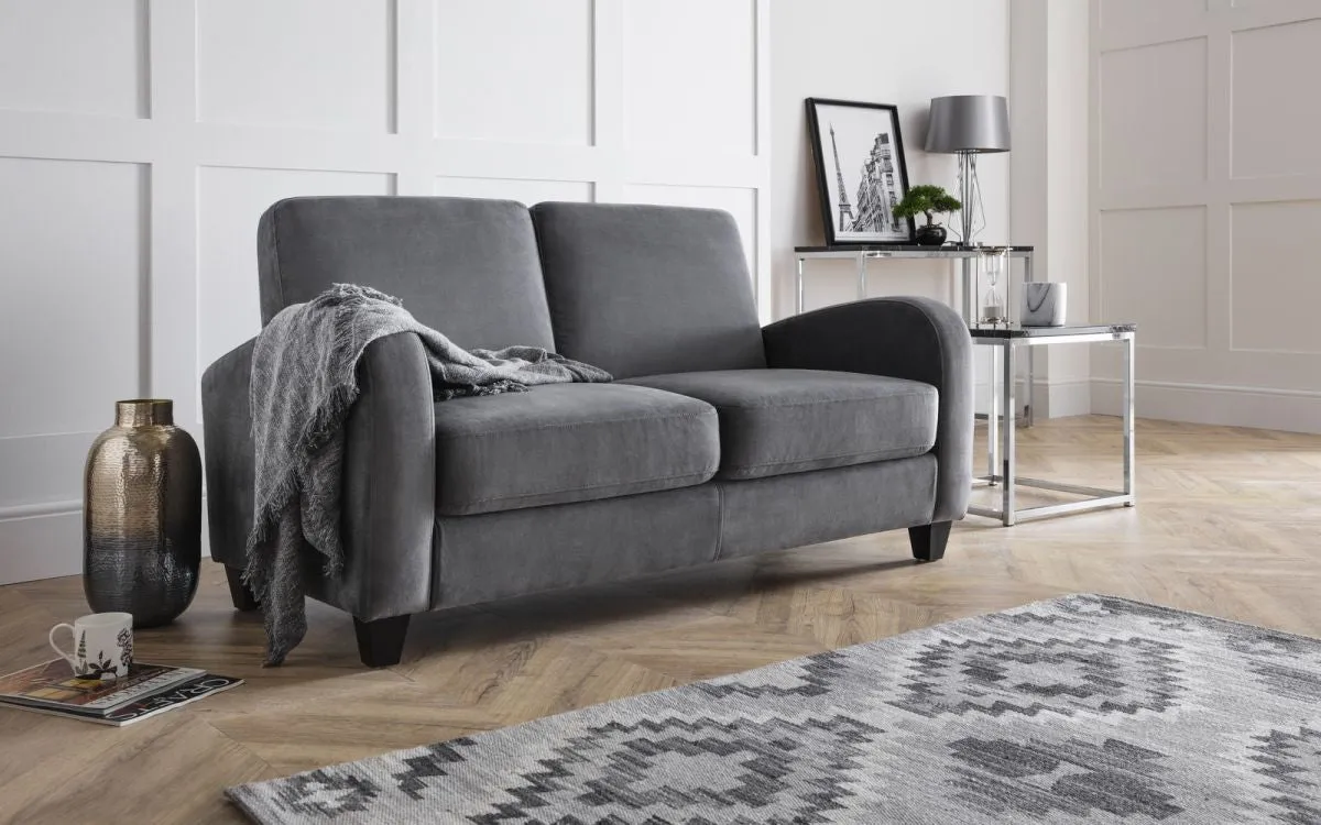 3-Seater Sofa with Foam Cushioning - Grey, Chenille