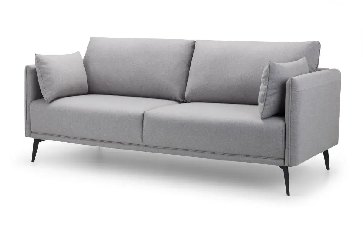 3-Seater Sofa with Metal Legs - Platinum, Fabric