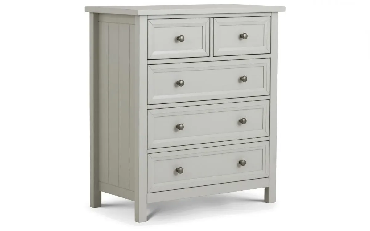 3+2 Drawer Chest New England Style - Grey, MDF