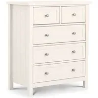 3+2 Drawer Chest New England Style - White, MDF