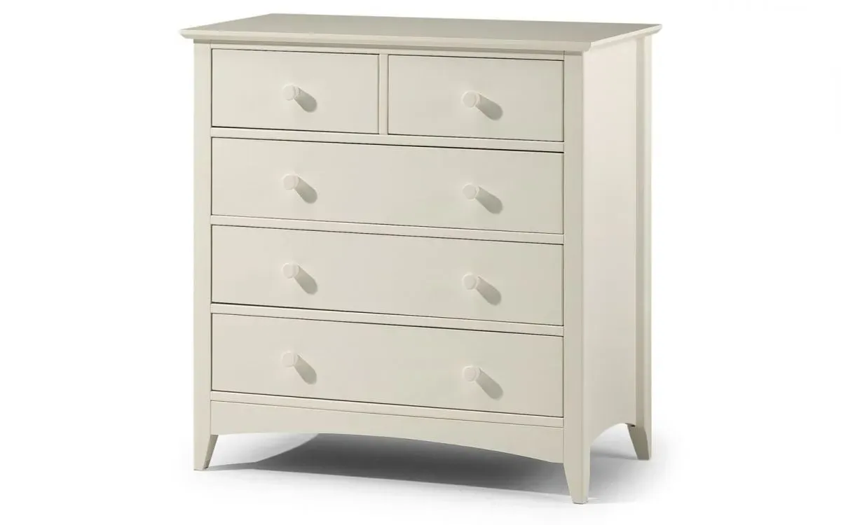 3+2 Drawer Chest with Shaker Design - White, Pine image