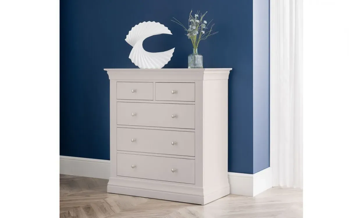 3+2 Drawer Chest with Steel Handles - Grey, Pine image