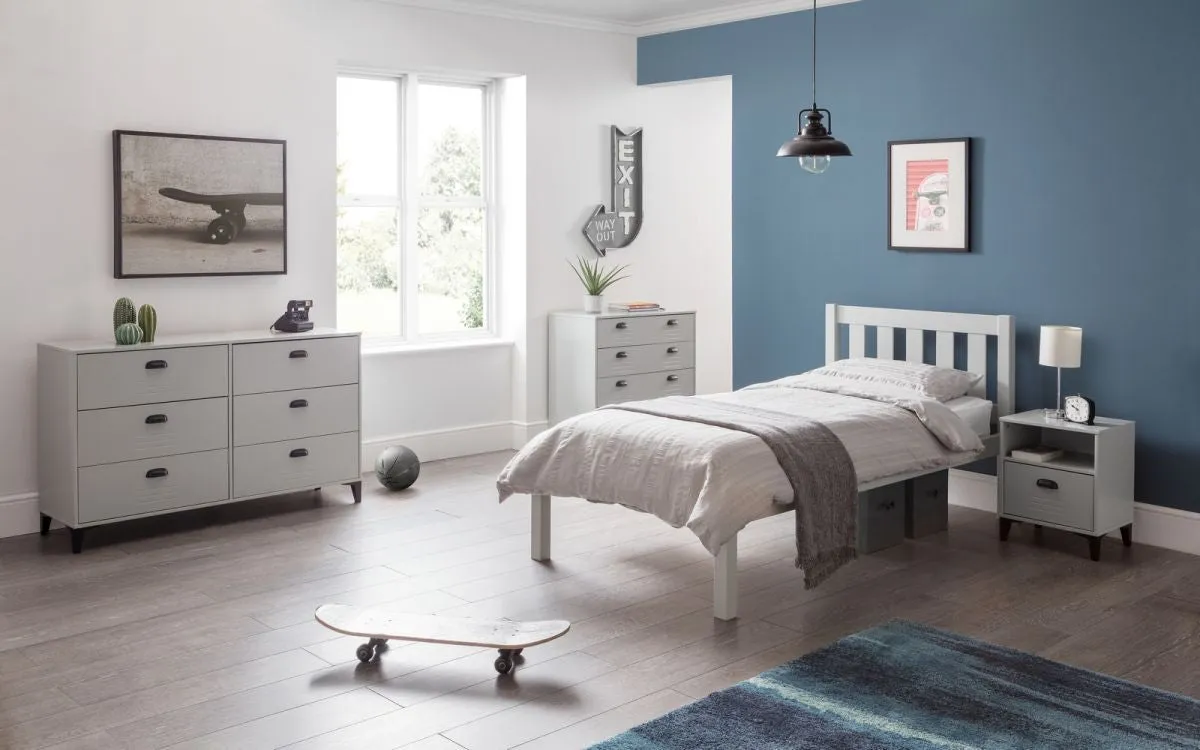 3ft Single Bed with Slatted Base - Grey, Pine image