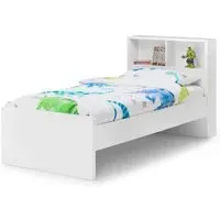 3ft Single Bookcase Bed - White, High Gloss MDF