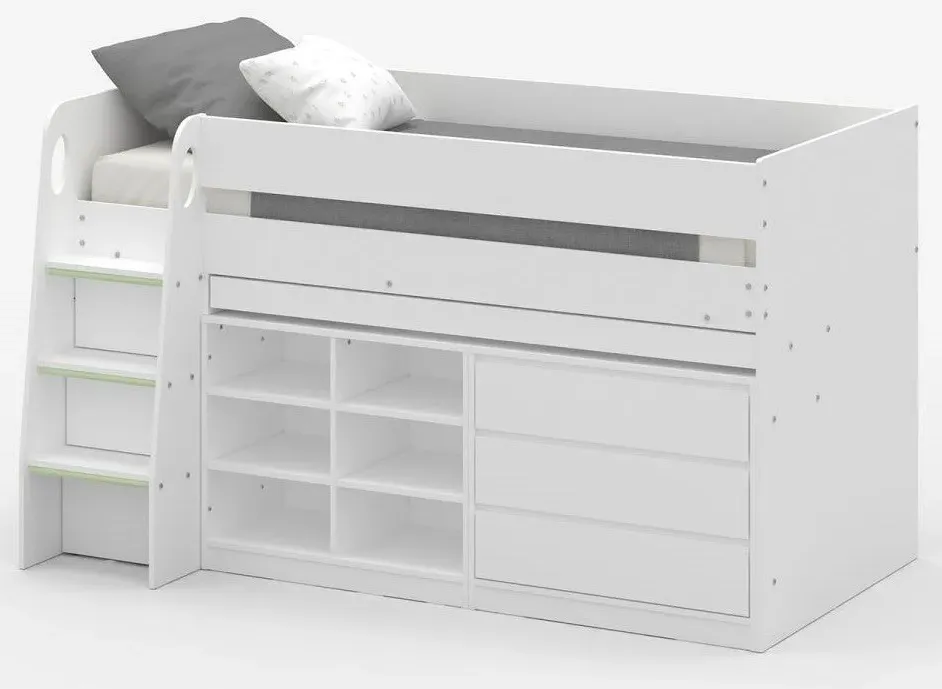 3ft Single Mid-Sleeper Bed with Storage - White