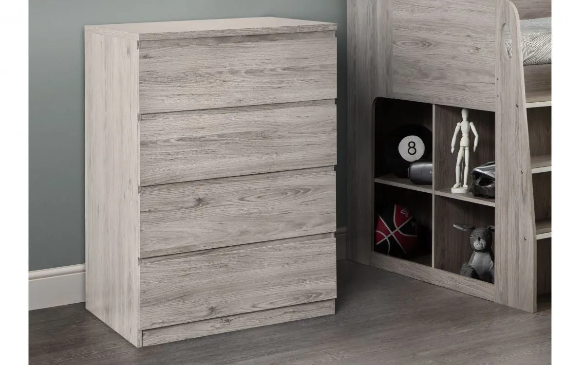 4-Drawer Chest - Grey, Oak Effect