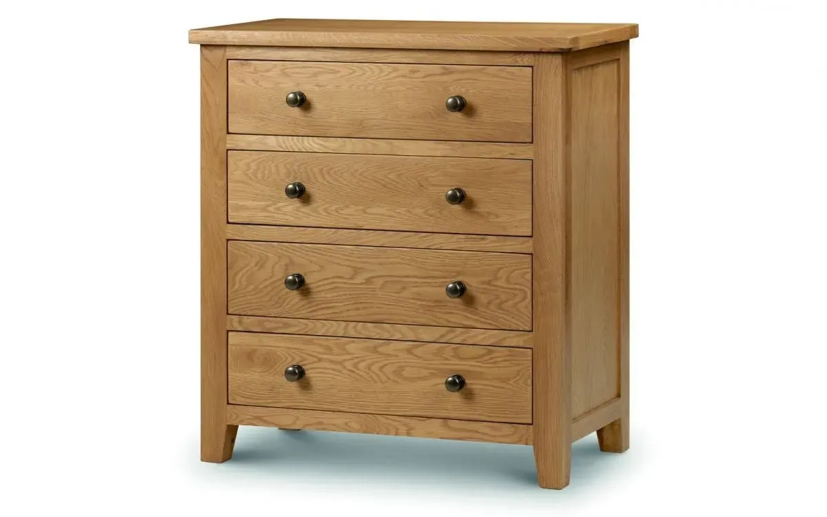 4-Drawer Chest with Chunky Top - Oak, Solid Wood
