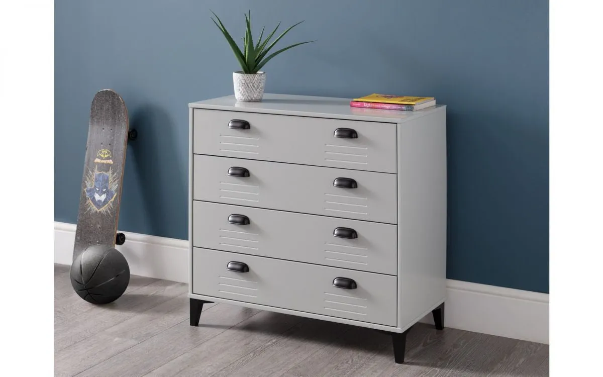 4 Drawer Chest with Locker Design - Grey, Pine image