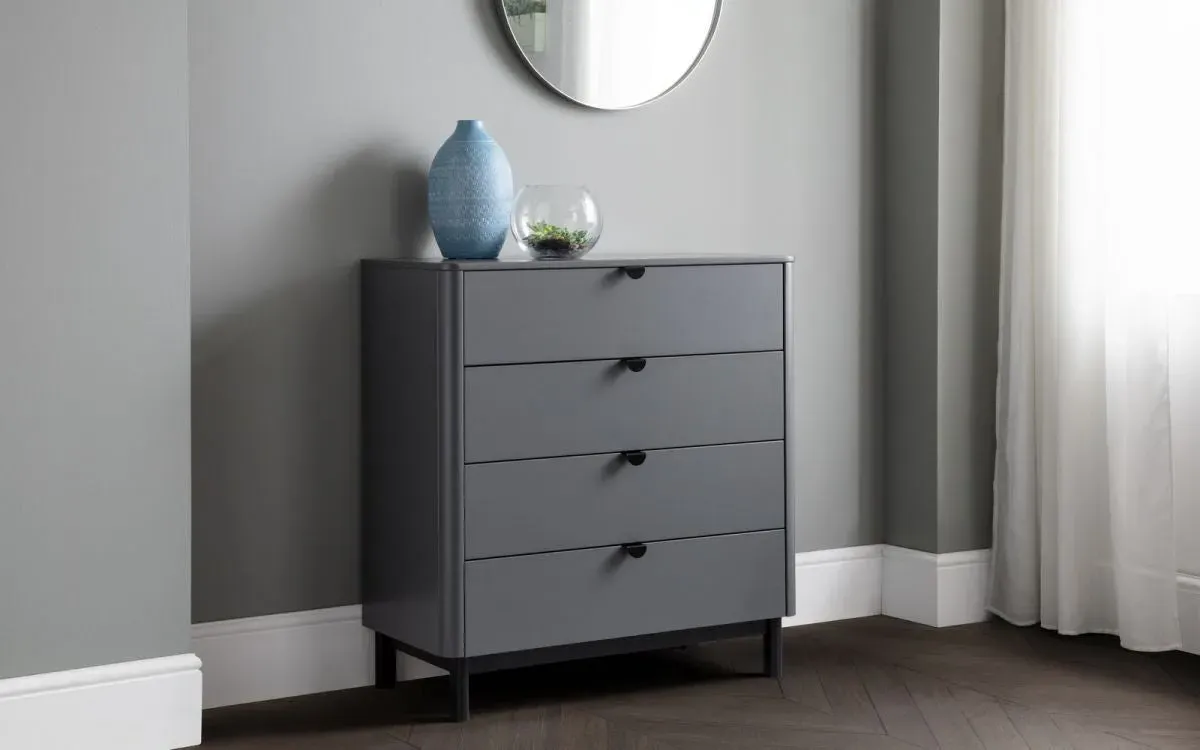 4-Drawer Chest with Rounded Corners - Grey, MDF image