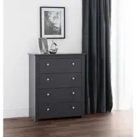 4-Drawer Chest with Silver Handles - Grey, Wood