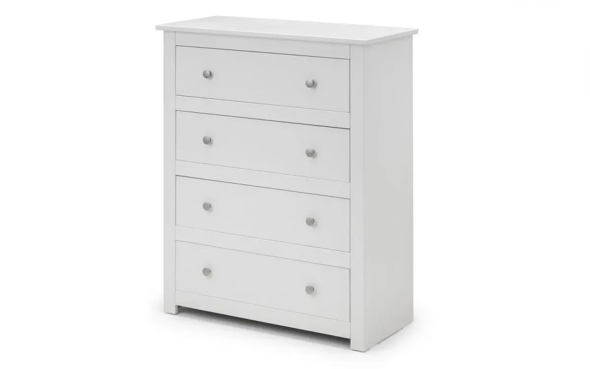 4-Drawer Chest with Silver Handles - White, Wood