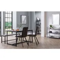 4-Piece Dining Set with Bench - Grey, Metal