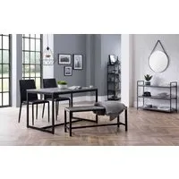 4-Piece Dining Set with Bench - Grey, Metal
