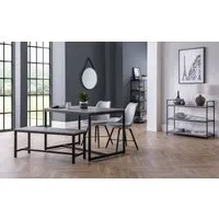 4-Piece Dining Set with Bench - Grey, Metal