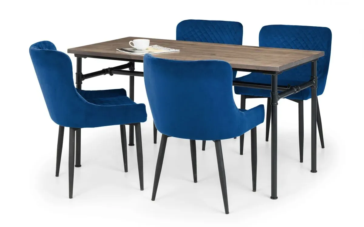 4-Seater Dining Set with 4 Chairs - Black, Elm Wood image