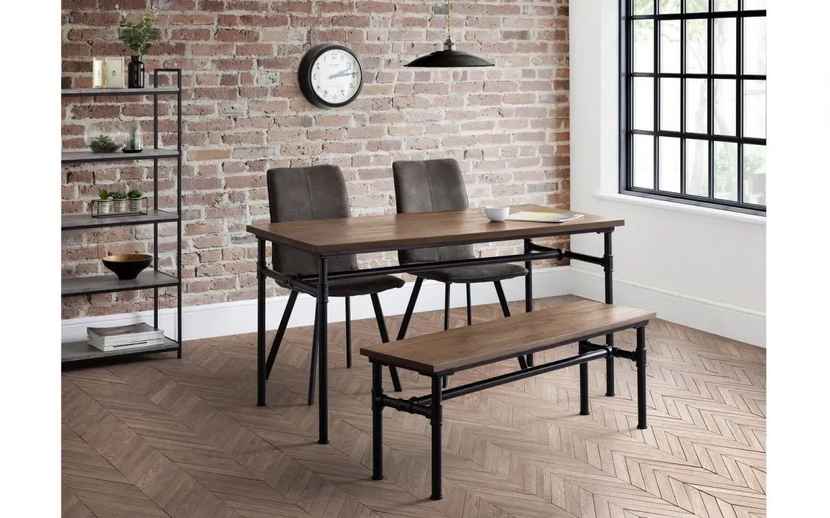 4-Seater Dining Set with Bench - Black, Elm Wood image
