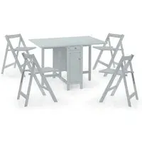 4-Seater Dining Set with Storage - Grey, Wood