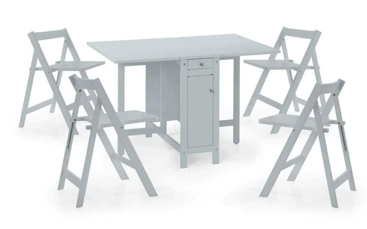 4-Seater Dining Set with Storage - Grey, Wood image