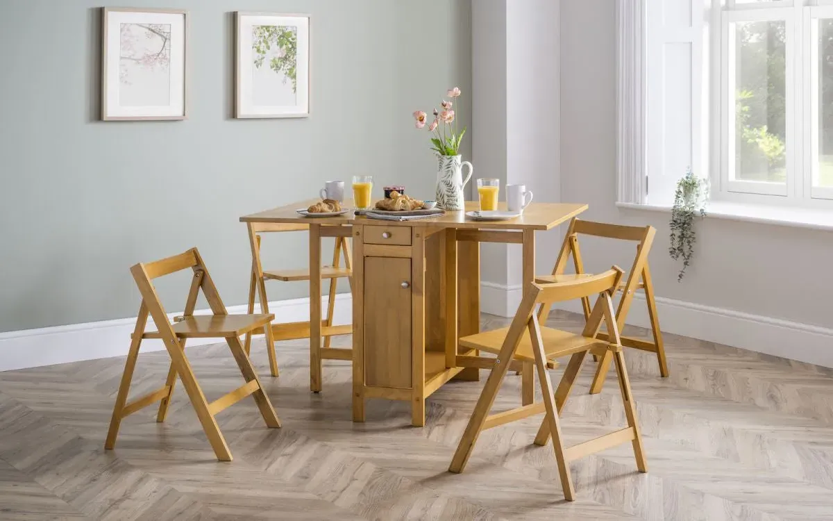4-Seater Dining Set with Storage - Natural, Wood