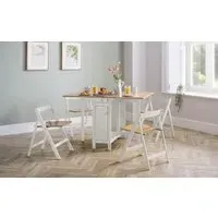 4-Seater Dining Set with Storage - White, Wood