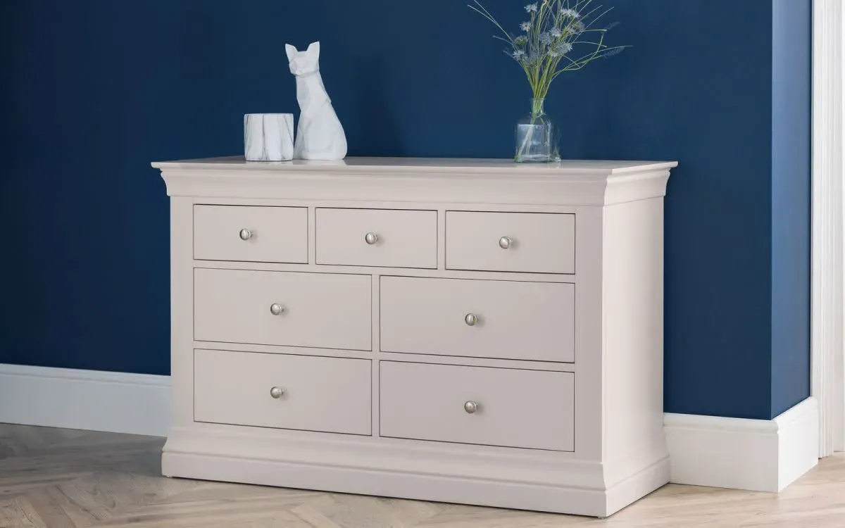 4+3 Drawer Chest with Steel Handles - Grey, Pine