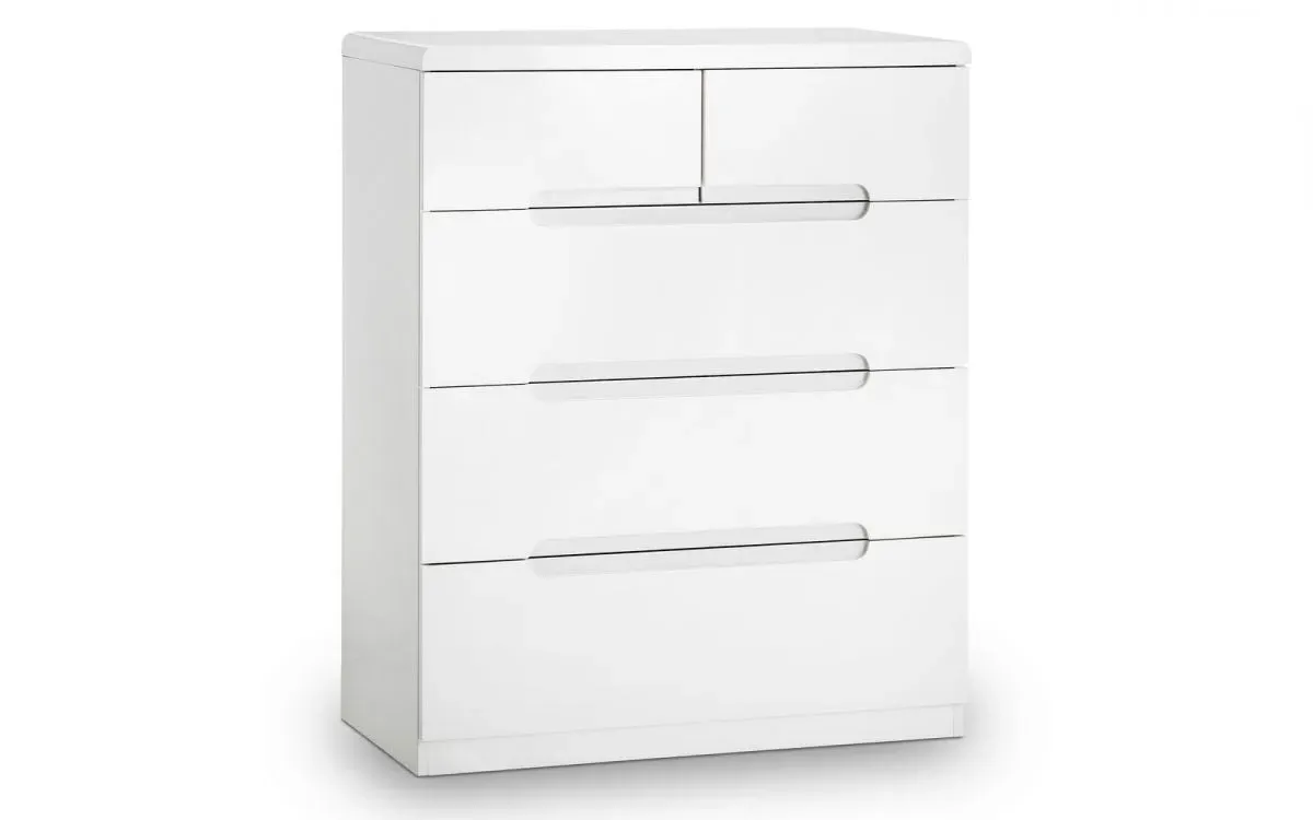 5-Drawer Chest with Recessed Handles - White, MDF image
