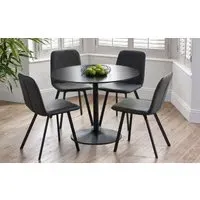 5-Piece Dining Set Round Table & Chairs - Black