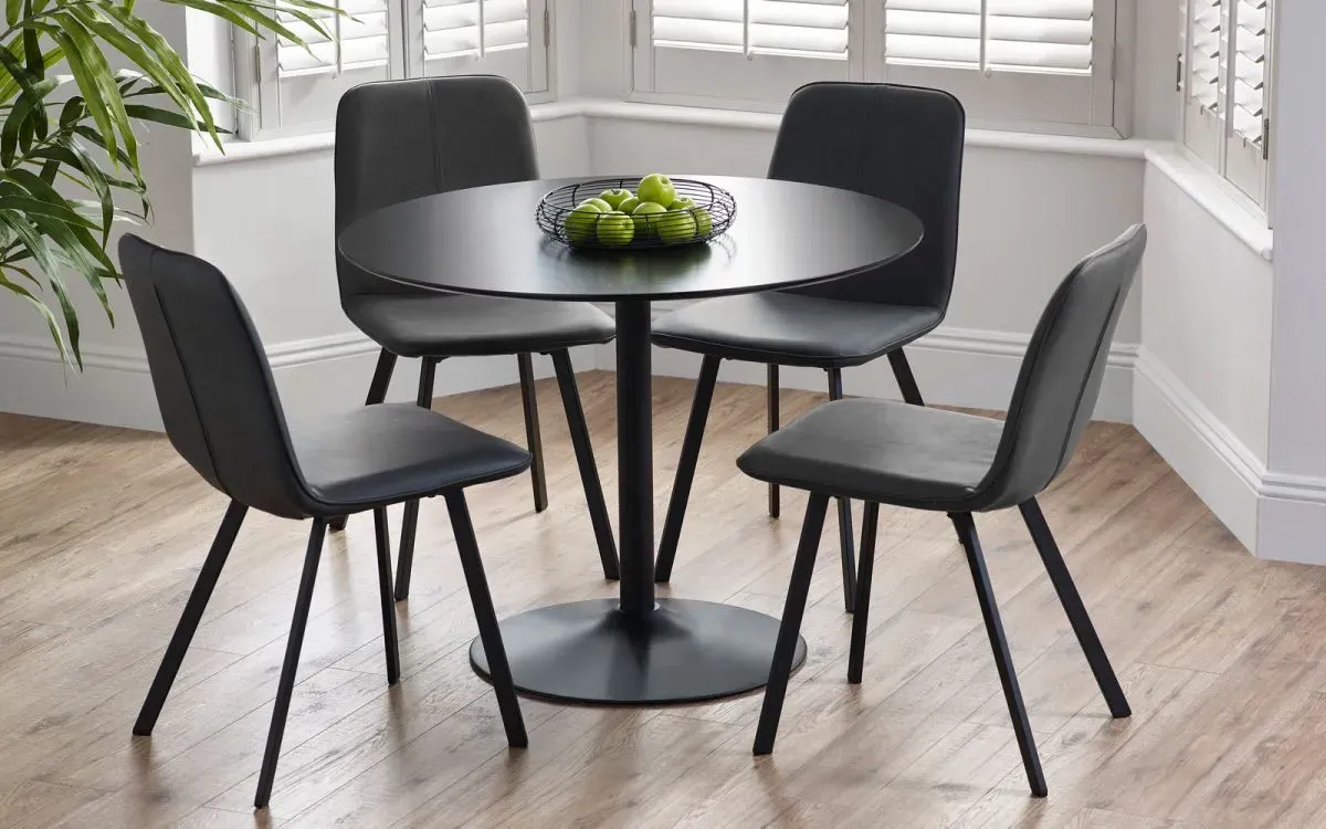 5-Piece Dining Set Round Table & Chairs - Black image