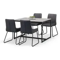 5-Piece Dining Set with 4 Chairs - Grey, Metal