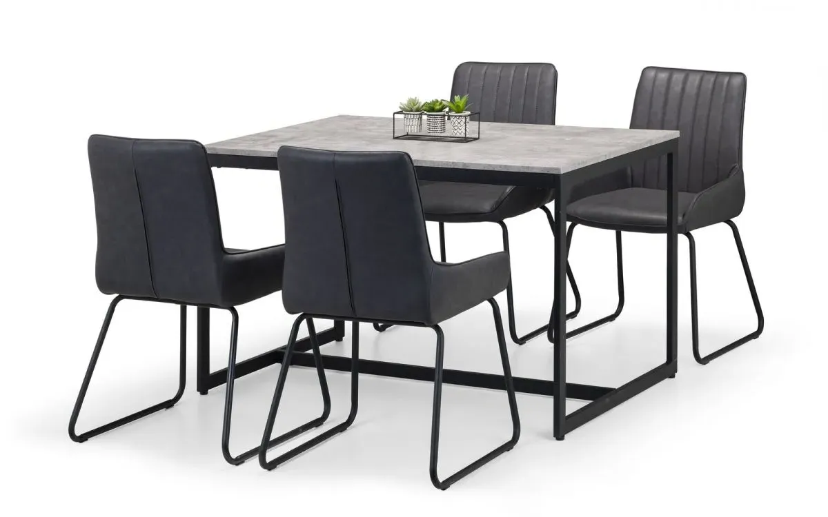 5-Piece Dining Set with 4 Chairs - Grey, Metal image