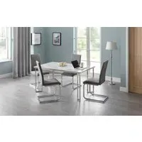 5-Piece Dining Set with 4 Chairs - White, Marble