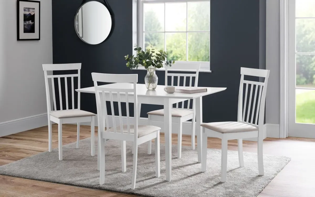 5-Piece Dining Set with Extension - White, Wood